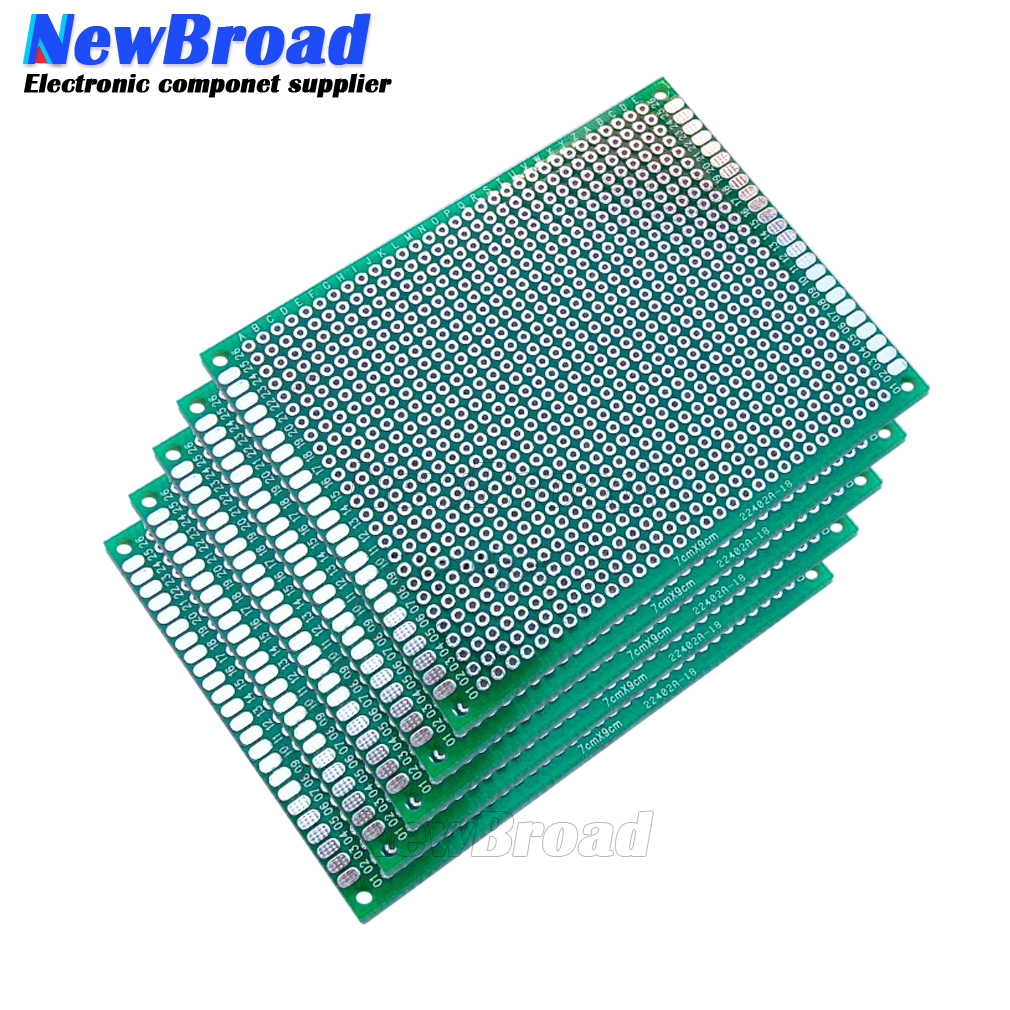 5 개/몫 7x9cm PCB 보드 구리 플레이트 프로토 타이핑 Arduino 프로토 타입 보드 용 범용 인쇄 전자 양면 2.54mm